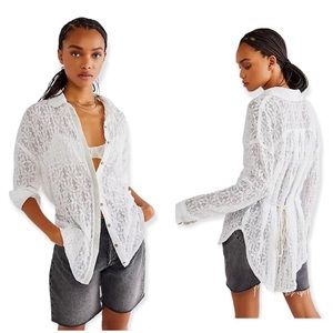 Free People Must Have White Lace Button Down Tunic